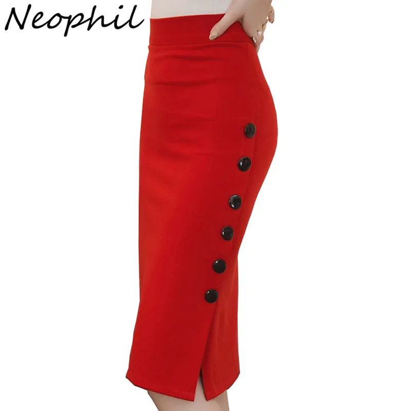 Neophil 2021 размера плюс 5XL! Модные женские миди юбки карандаш элегантное боты