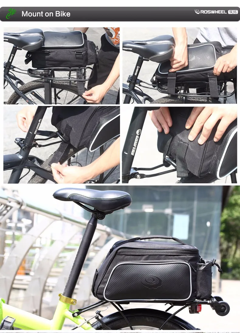 Новая 10л Roswheel велосипедная сумка для багажника Pannier велосипедная задняя Сумка-переноска износостойкая черная сумка для сиденья велосипедная сумка с ручкой