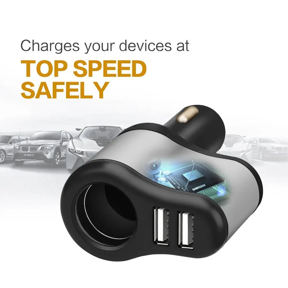 Автомобильное зарядное устройство с двумя usb портами быстрая зарядка 5 в 3 1 А