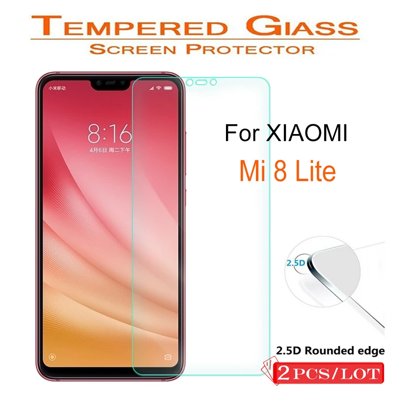 2 шт 9H прозрачная закаленная Защитная пленка для экрана Galss для Xiaomi mi 8 Lite Защитная пленка для экрана чехол с пленкой из закаленного стекла для mi 8 Lite стекло