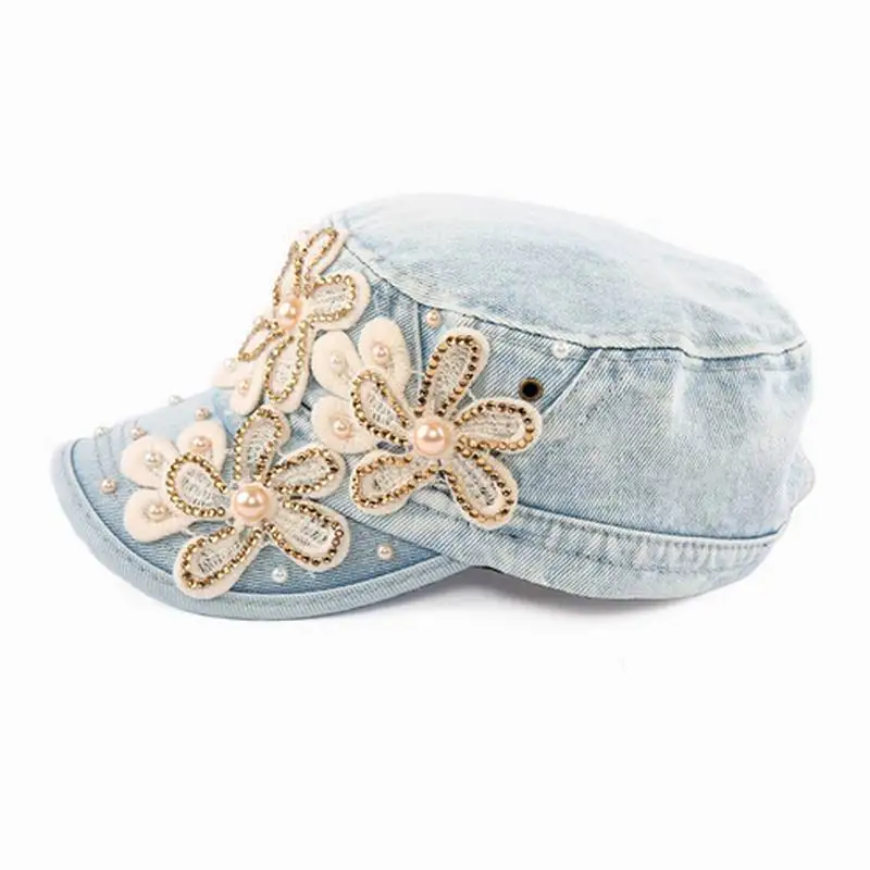 Кепка с цветами ковбойская жемчугом для женщин и мужчин бейсболка со стразами |