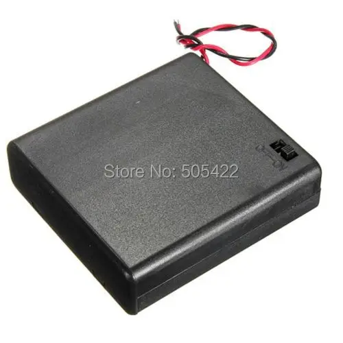 4AA Battery Holder Connector 4 AA Storage Case Box ON/OFF Switch With Lead Wire New 500pcs/lot |