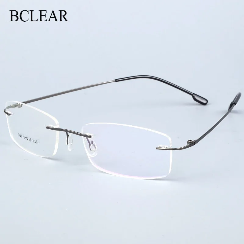 BCLEAR-gafas sin montura de aleación de titanio para hombre, anteojos ópticos ultraligeros para miopía, sin marco, 6 colores