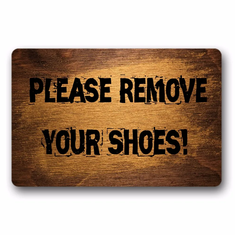 

Entrance Floor Mat Non-slip Doormat Please Remove Your Shoes!Outdoor Indoor Rubber Mat Non-woven Fabric Top 15.7x23.6 Inch