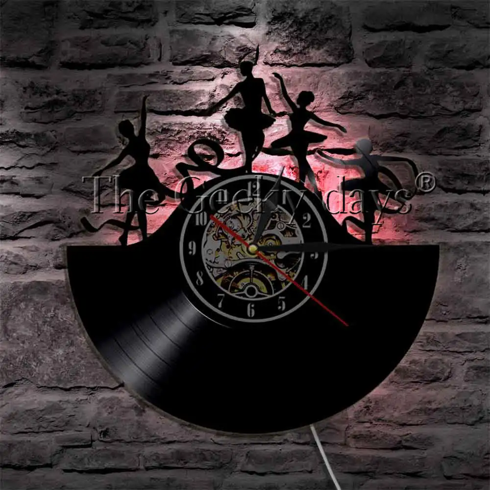 Лента вращающаяся Танцующая силуэт тень настенные часы современный дизайн 12