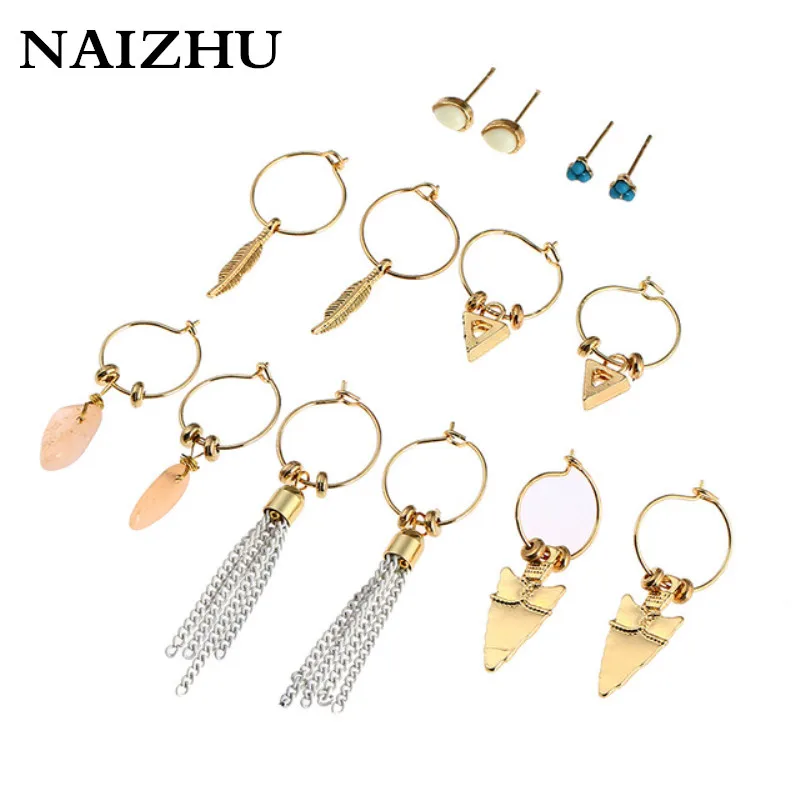 NAIZHU 7 пар/компл. винтажные чешские Мода женские серьги комплект разные камни из