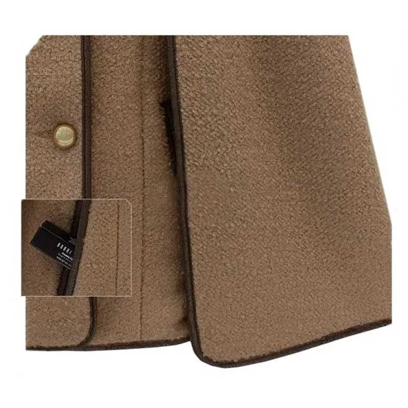 Женское шерстяное пальто со съемным капюшоном и воротником из искусственного