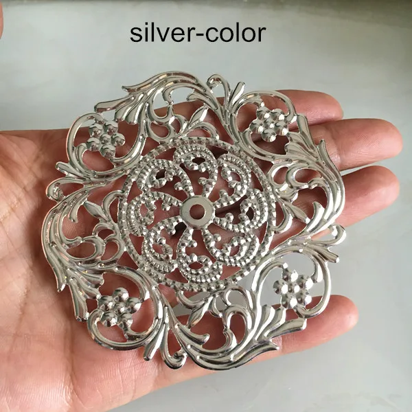 Silver-color 20 шт.-75 мм большие металлические нити, золото, серебро, бронзовые металлические украшения поставка база Скрапбукинг бижутерия для декорирования результатов - Цвет: Silver-color