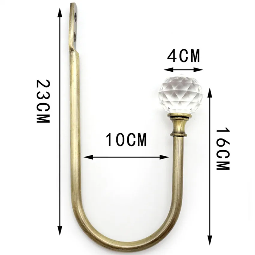 

QGVLish 2Pcs U Shape Crystal Curtain Hooks Coat Hat Hanger Curtain Accessories Tiebacks Buckles Brush Holder Curtain Holdback