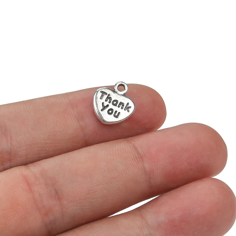 10 шт./лот металлическая античная серебряная гравировка буквы спасибо подвески в
