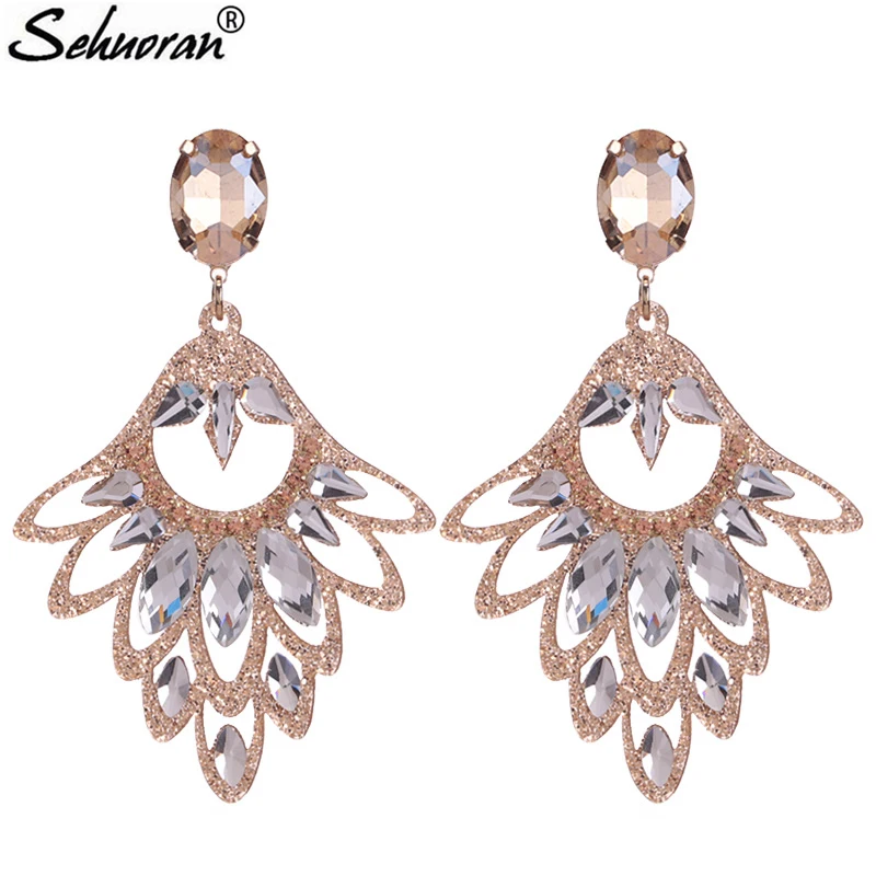 

Sehuoran Oorbellen Pendientes Drop Earrings For Women Big Earings Crystal Boho Wedding Earing Fashion Jewelry Fringed Earrings