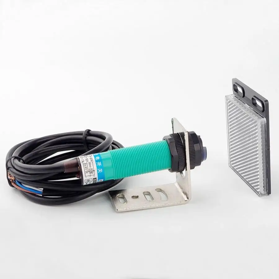 

30-300CM 3-36V DC NPN N/O E3F-R2C1 Photoelectric Switch Infrared Proximity Sensor With Reflector Board IP65