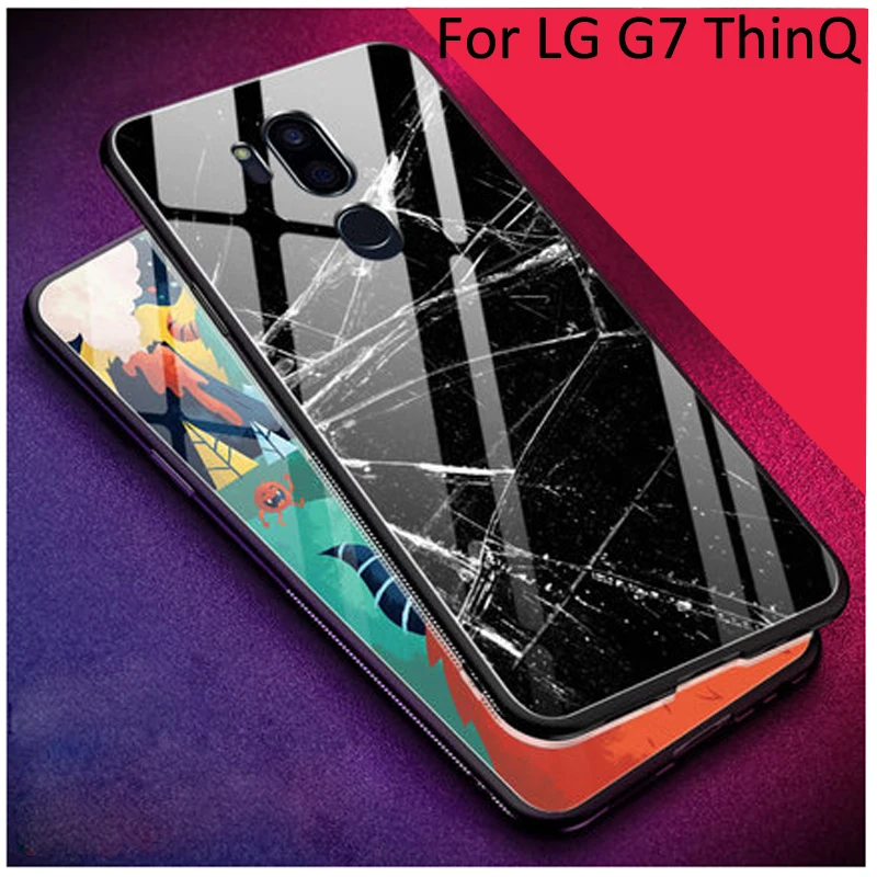 For LG G7 Thin Q Case cover Tempered glass Back Cover OPPOF9 case ThinQ G710 Starry Stained Glass Phone | Мобильные телефоны и