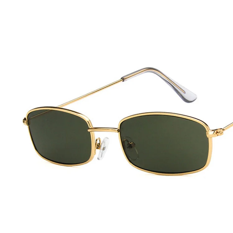 c5gold green HAPTRON, маленькие прямоугольные солнцезащитные очки для мужчин и женщин, Ретро стиль, металлическая оправа, желтый, красный цвет, винтажные крошечные женские солнцезащитные очки, UV400 - Цвет линз: c5gold green