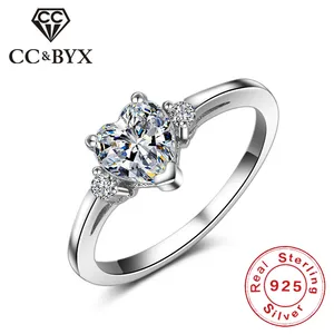 Женские обручальные кольца CC, обручальные кольца в форме сердца из стерлингового серебра 925 пробы белого золота, Прямая поставка, CC726