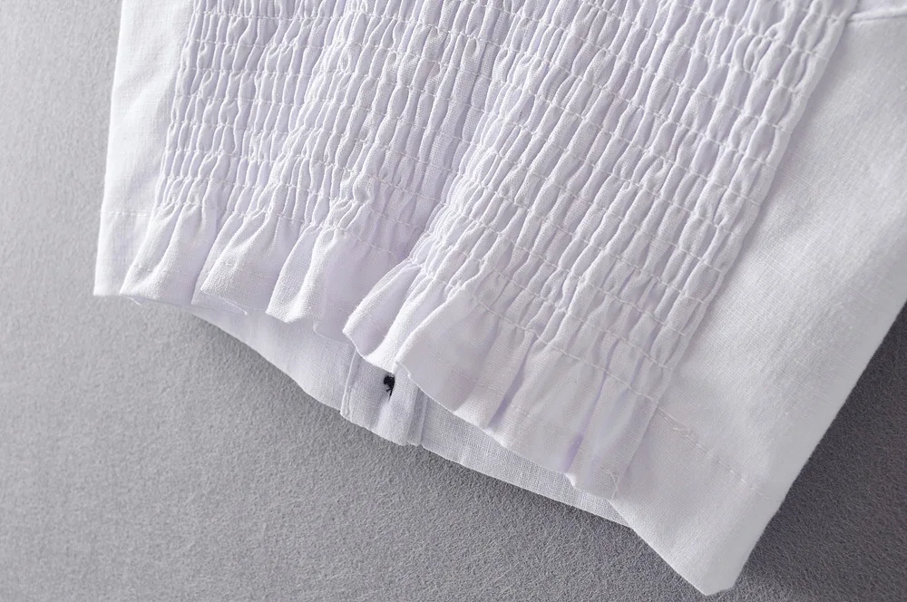 Женский укороченный топ из хлопка и льна майка с v образным вырезом эластичная