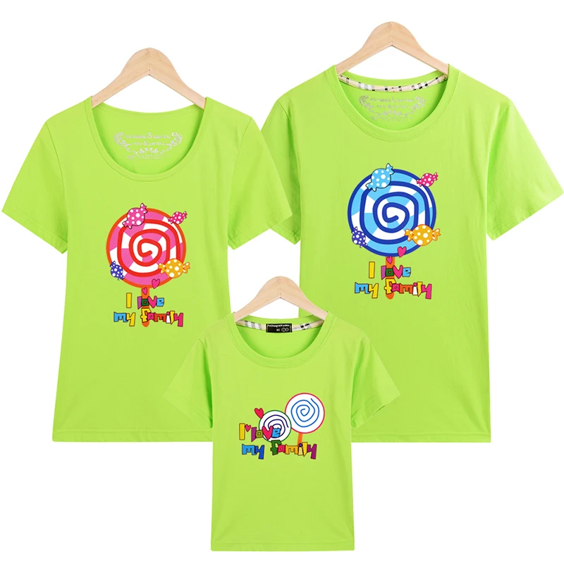 Lollipop/футболки для всей семьи Летние Семейные комплекты одежда папы мамы и детей