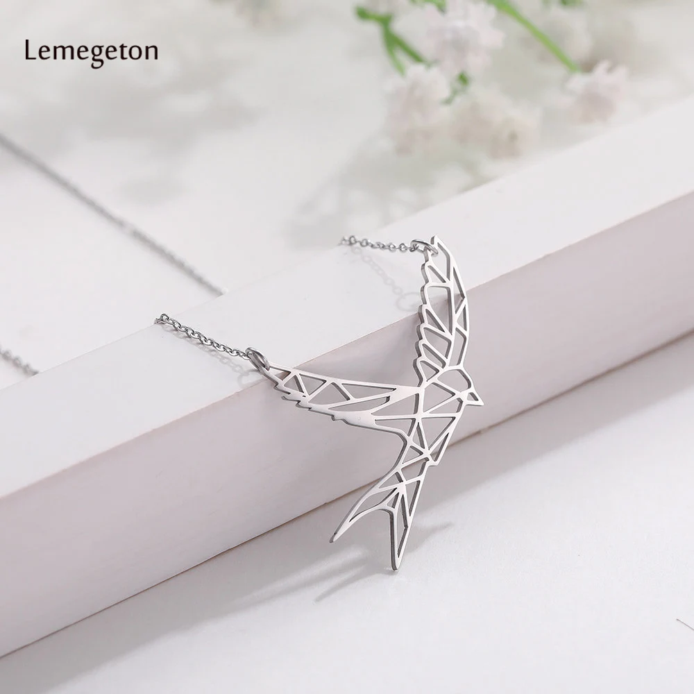 Lemegeton модное животное Ласточка кулон ожерелье геометрическое ожерелье с птицей из нержавеющей стали ожерелье вечерние ювелирные изделия аксессуары