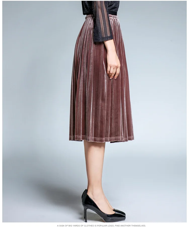 

Kerrilado New Fashion Spring Autumn Winter Plus Size Underdress Accordion Pleated Woman Skirt Thin Tall Fat Female L-4xl AD04