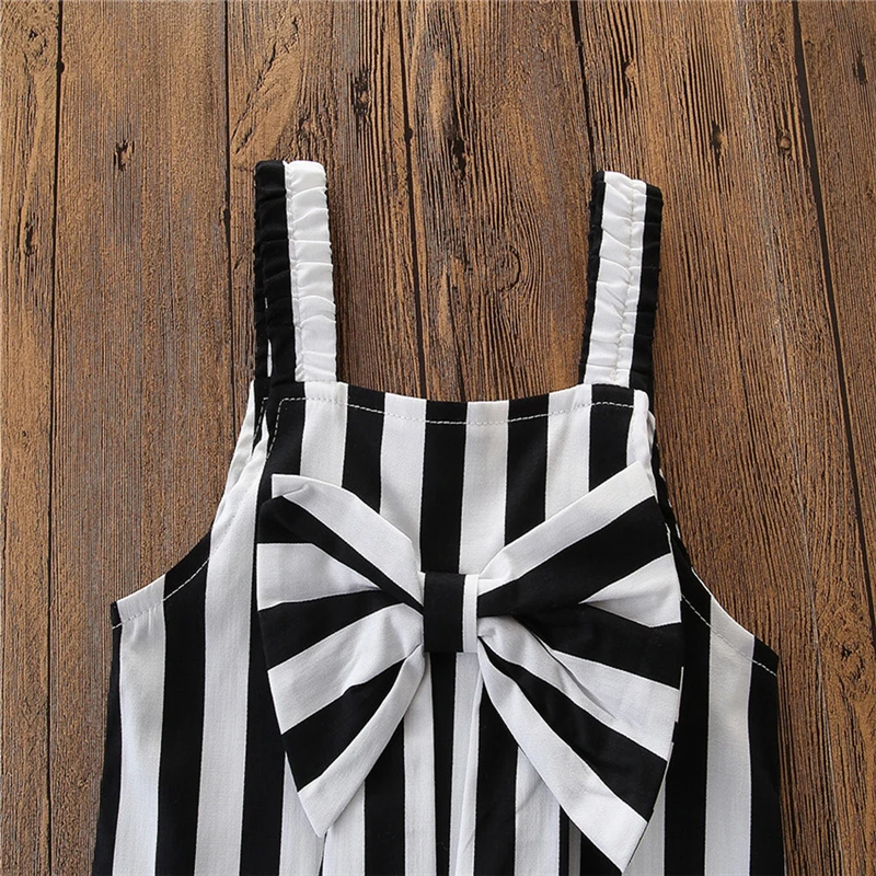 Комплект повседневной одежды для маленьких девочек топы в черную полоску без