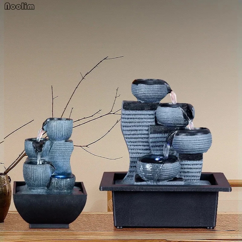 Настольный фонтан фэн шуй из смолы Рокери домашний водопад водный пейзаж офисный