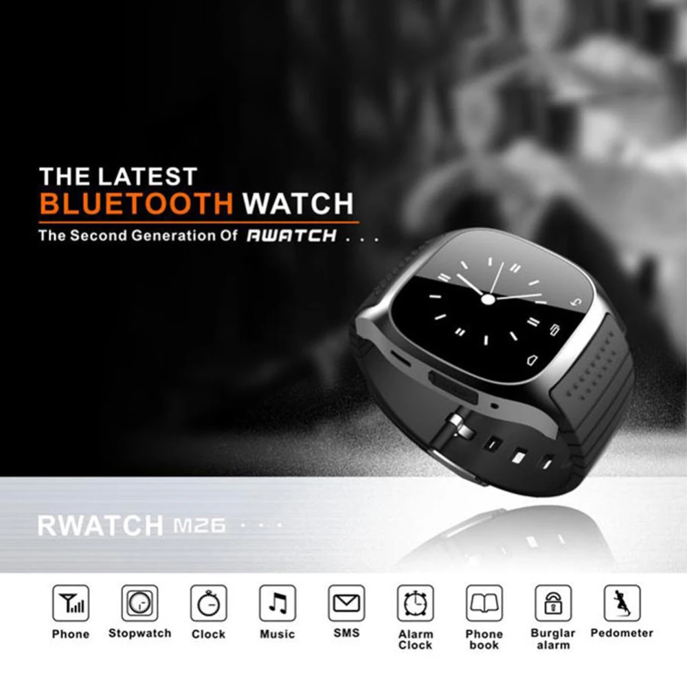 Спортивные умные часы с Bluetooth Роскошные наручные M26 циферблатом SMS напоминанием