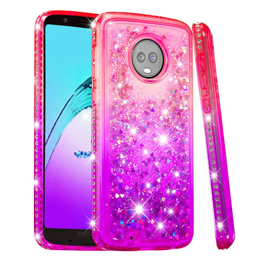 30pcs for Motorola Moto G6 2018 Plus E5 E5Play Bling Liquid Sand Diamond Gradient TPU Phone Case Quicksand Cover Shell | Мобильные