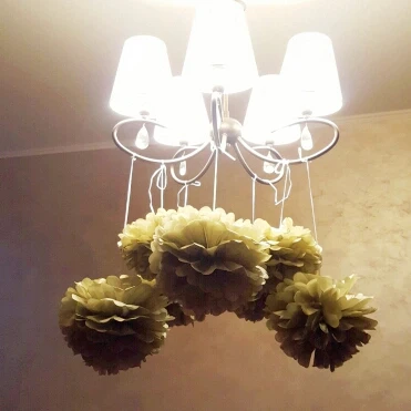 Металлическое золото 10 шт микс 6 &quot/8&quot/10 &quotКруг гирлянды и ткани Pom Poms Цветочные