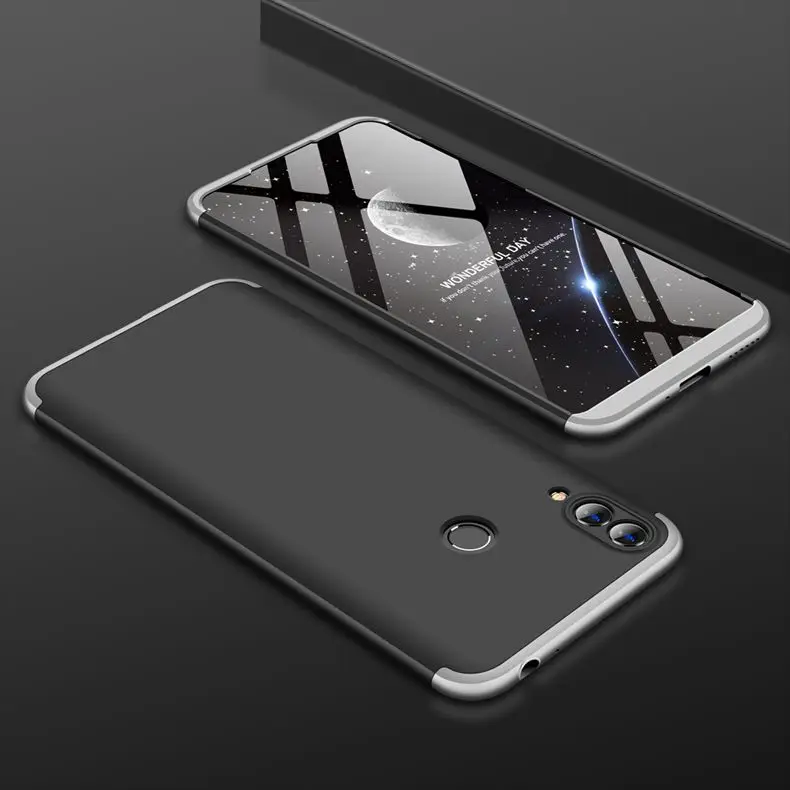 Silver Black Чехол для Honor 8C, чехол для Huawei Honor 8C, 360 градусов, полная защита, чехол для телефона, для Huawei Honor 8C 8 C, BKK-L21, чехол, Etui - Цвет: Silver Black