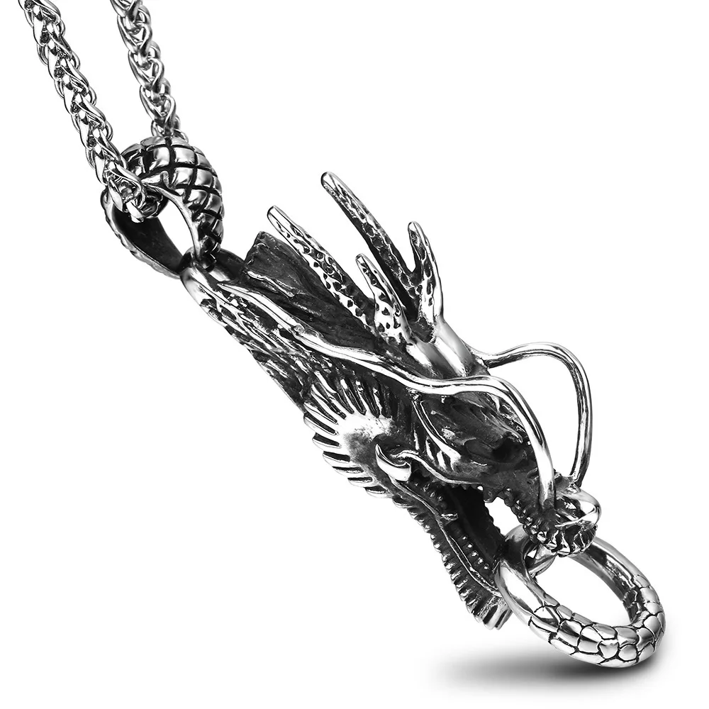 Ретро 316l нержавеющая сталь кулон Дракон Ожерелье для мужчин винтажный Кулон