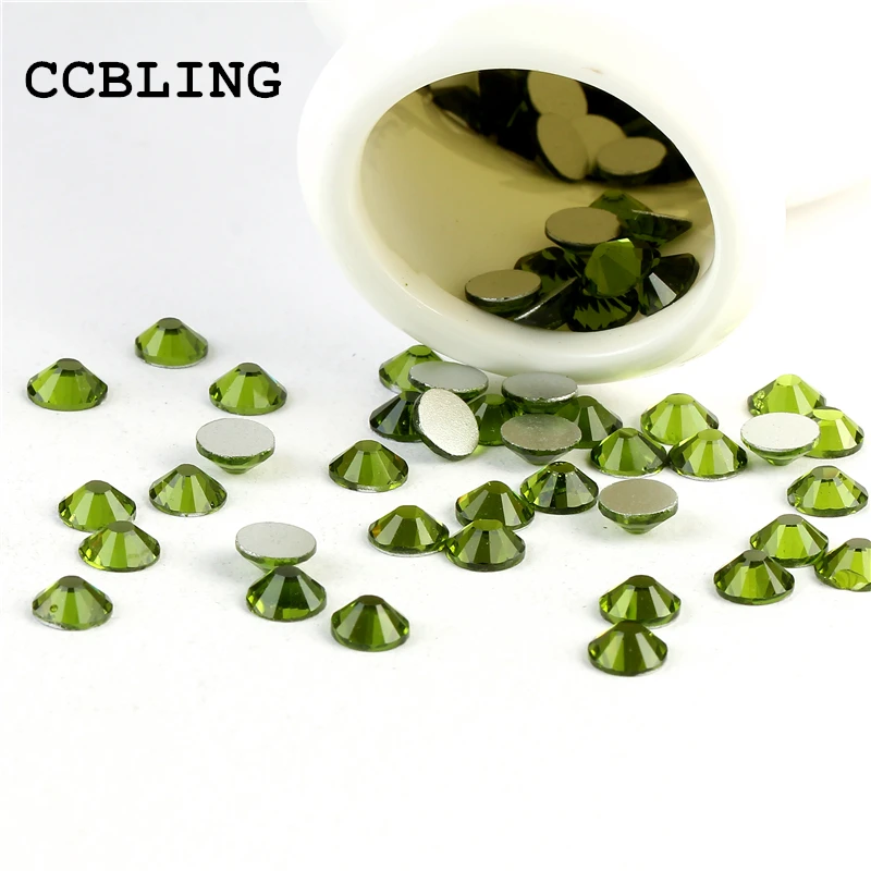 CCBLING Crystal Olivine ss3 ss30 сумка для ногтей Стразы с плоской задней поверхностью без