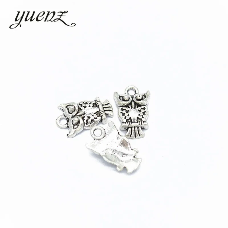 Yuenz 30 шт. Винтаж Талисманы Сова Подвеска старинное серебро Fit Браслеты Цепочки и