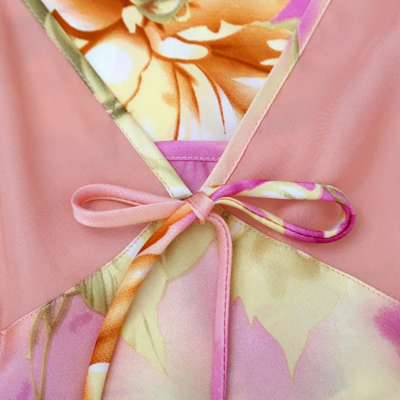 Халат женский из натурального шелка комплект двух предметов пижама банный халат