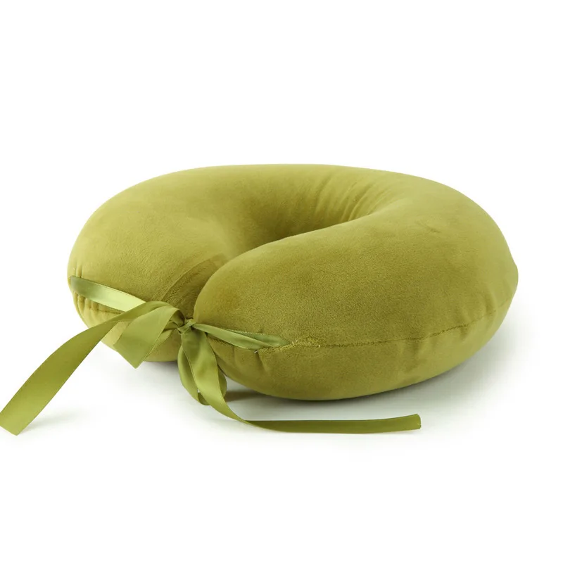 Grass green Дорожная подушка для шеи с эффектом памяти, мягкая u-образная подушка для здоровья, натуральная латексная подушка для автомобиля, полёта, офиса, дома, подушки для кормления, подголовник для шеи - Цвет: Grass green