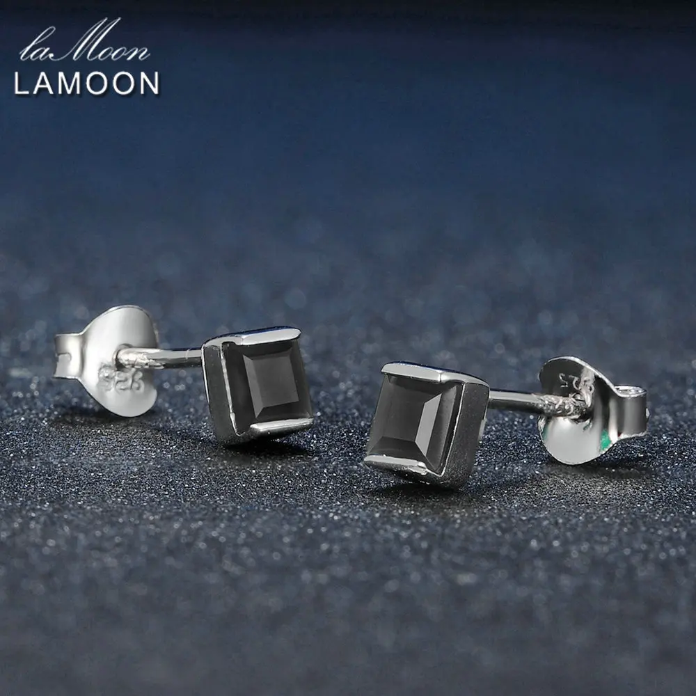 Lamoon 4 мм 0.6x2 ct Natural Green Халцедон Стерлингового Серебра 925 Простые Серьги Ювелирные