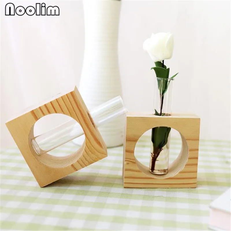 Деревянный маленький настольный гидропонный цветочный горшок стеклянный