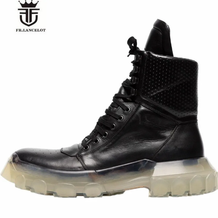 Мужские ботинки ручной работы из натуральной кожи на шнуровке