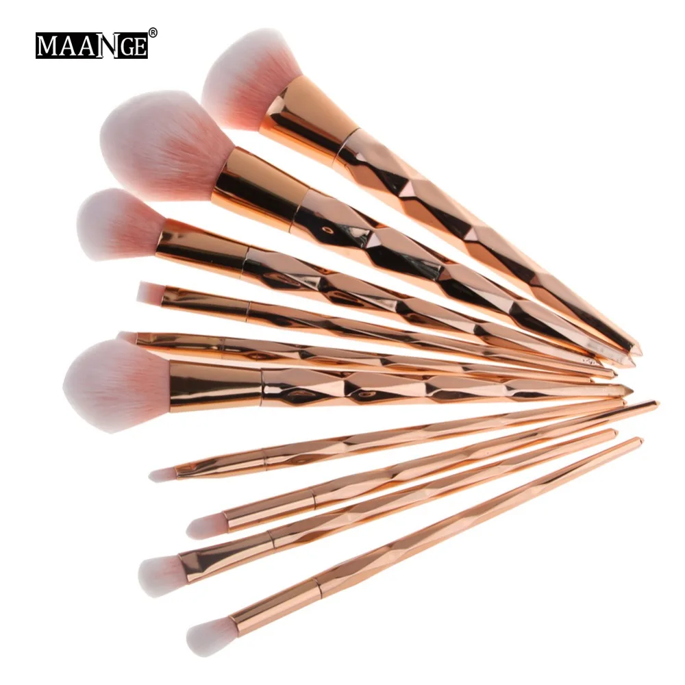 MAANGE 10 шт. розово-Золотые кисти для макияжа тени Пудра основа век бровей