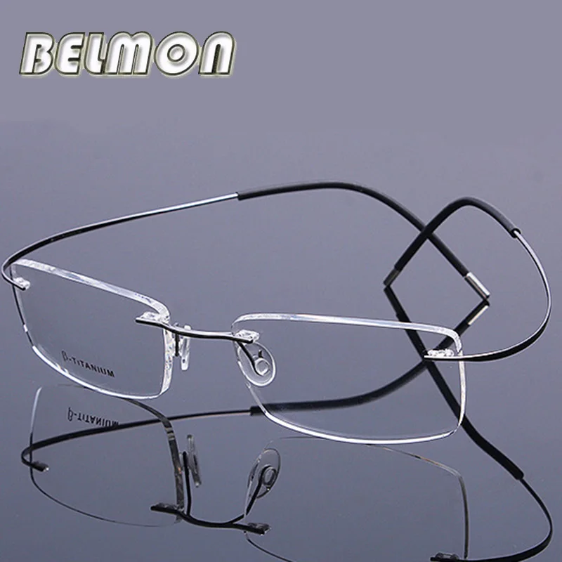

Pure Titanium Spectacle Frame Men Women Rimless Ultra-light Eyeglasses Computer Optical Glasses Frame For Male Clear Lens RS274