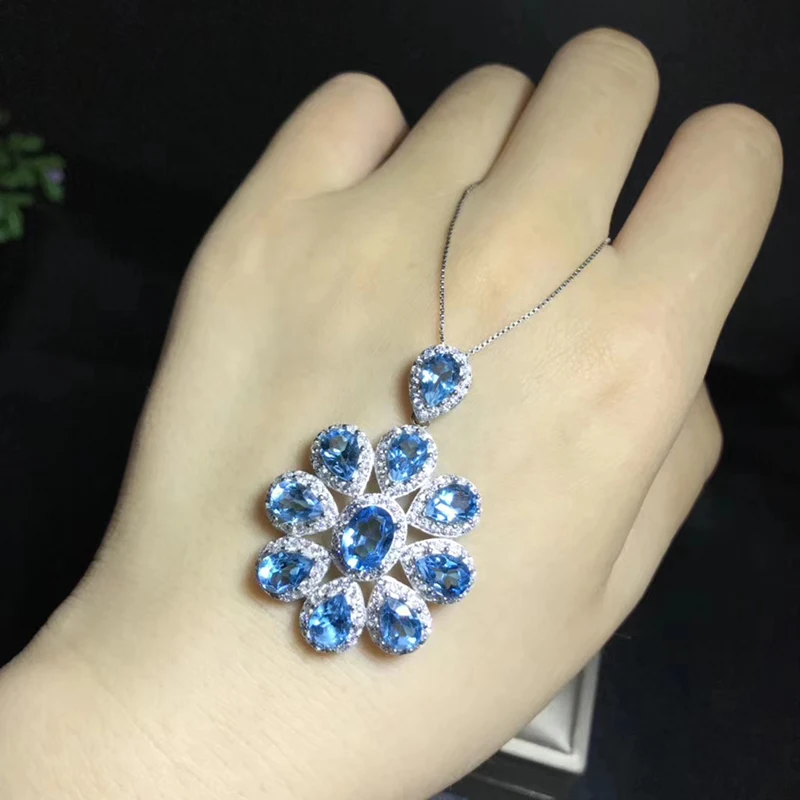 Ослепительно серебро топаз кулон 10 шт. природный Твердого 925 Silver ювелирные