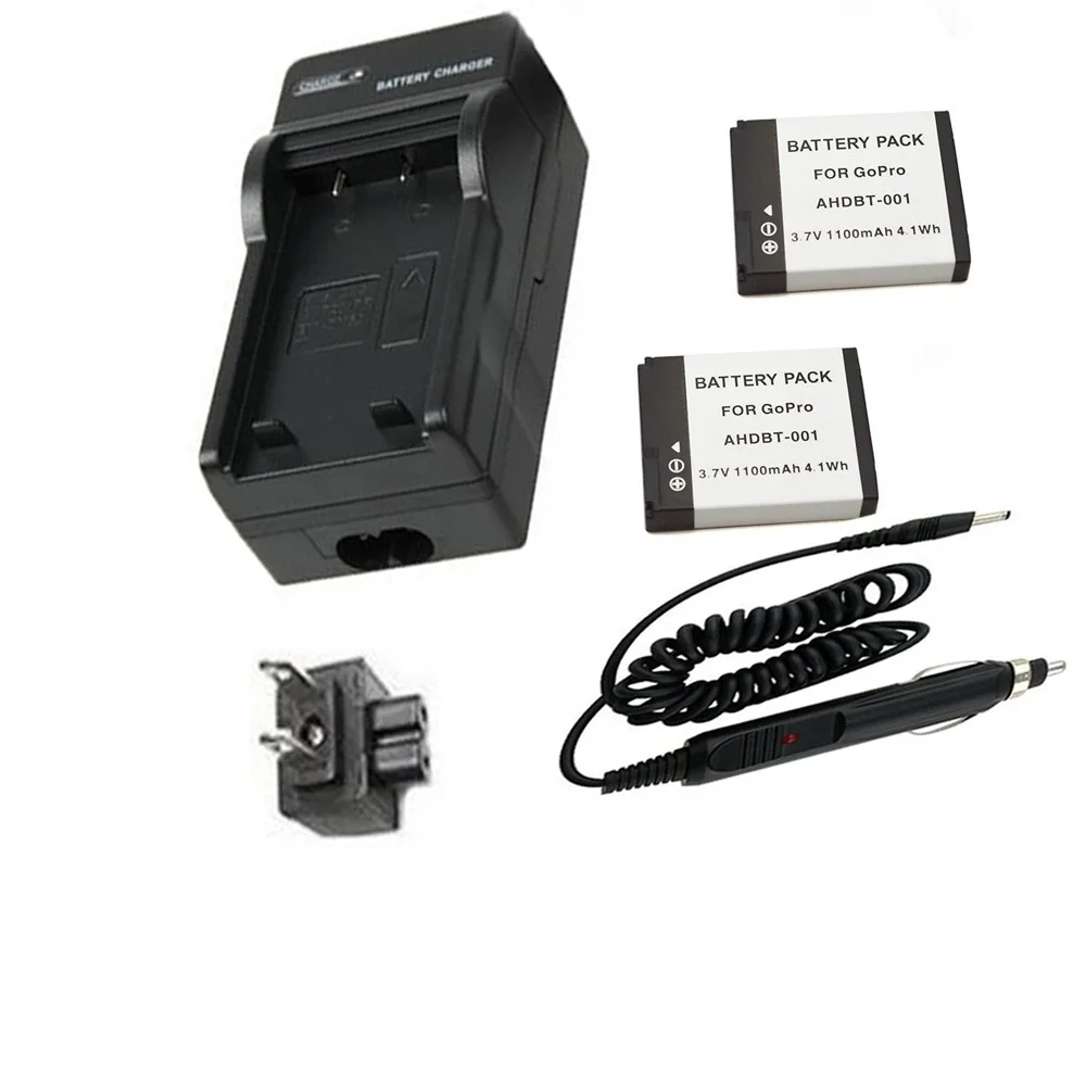 2 аккумулятора + зарядное устройство для GoPro Go Pro HD HERO HERO2 спортивная