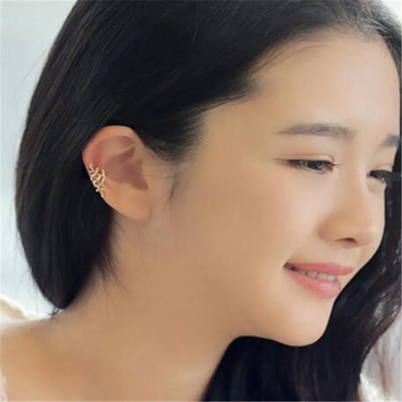 

1 Pcs Women Girls Trendy New Punk Rock Retro Earring Gold Silver Plated Leaf Ear Cuff Warp Clip Ear Stud Fashion Wholesale Hot
