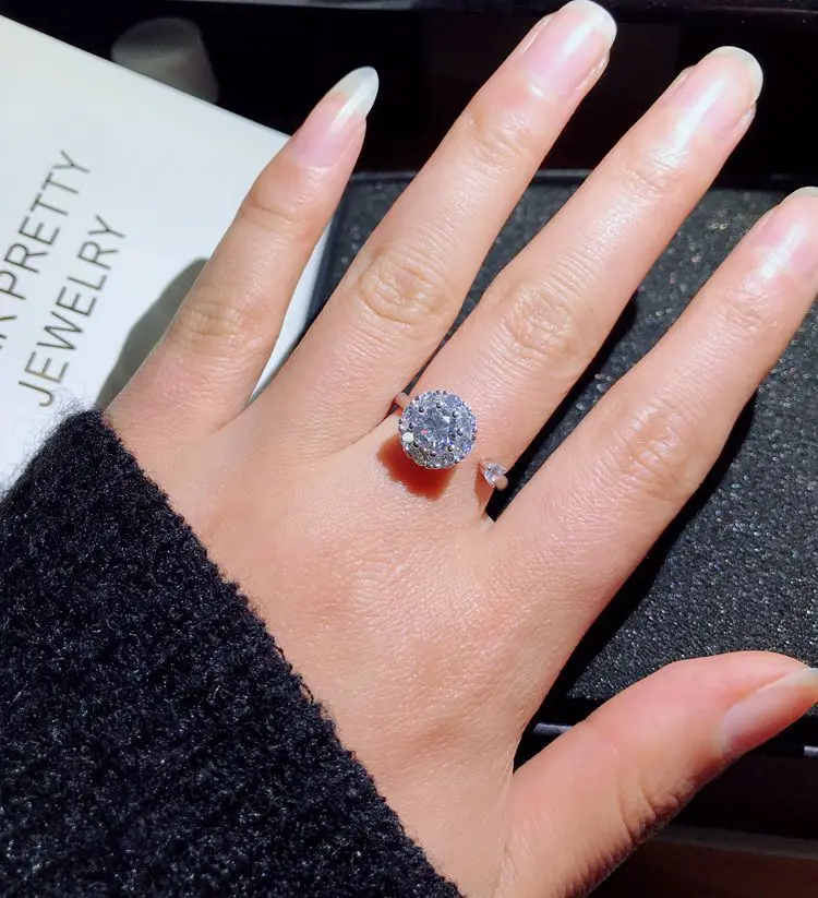 Вращаясь кольцо циркон Открытое серебряное свадебный набор Властелин колец