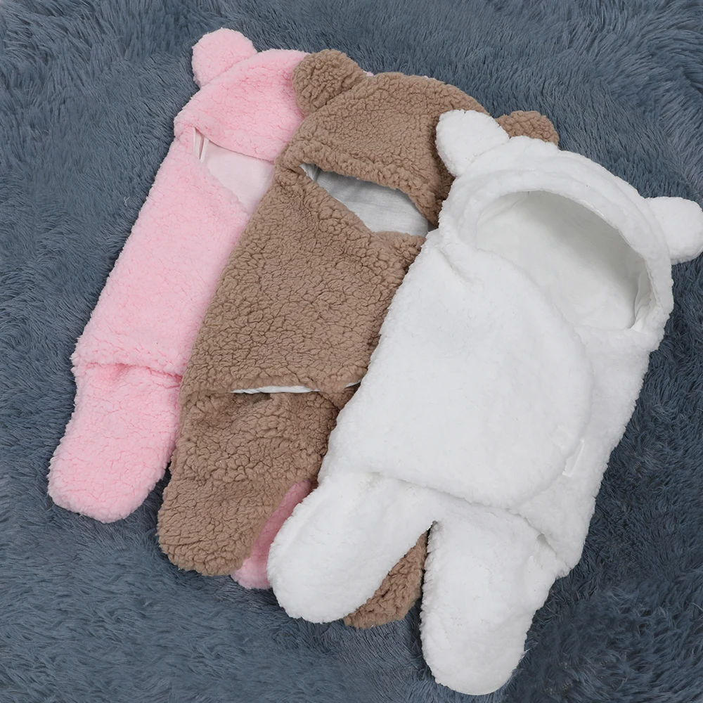 

Зимний детский спальный мешок для 0-6 месяцев, конверт для новорожденных, зимнее Пеленальное Одеяло, милые спальные мешки, однотонное детско...