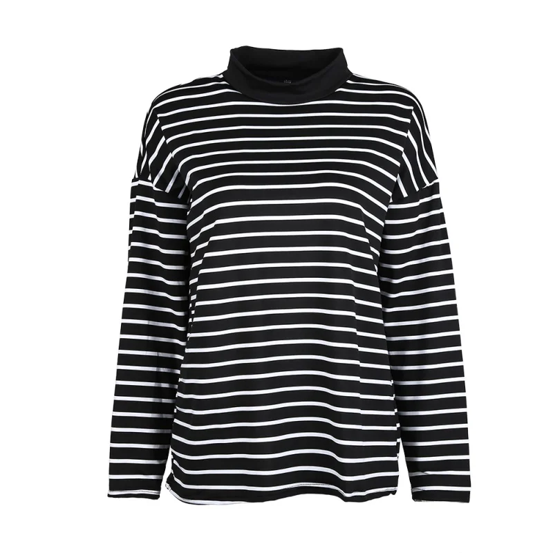 Женская водолазка в Корейском стиле укороченный топ полоску с длинными рукавами