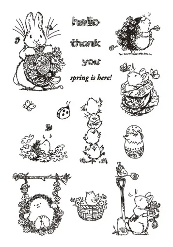 Весенний Пасхальный кролик яйцо милый Ежик резиновый прозрачный штамп/печать