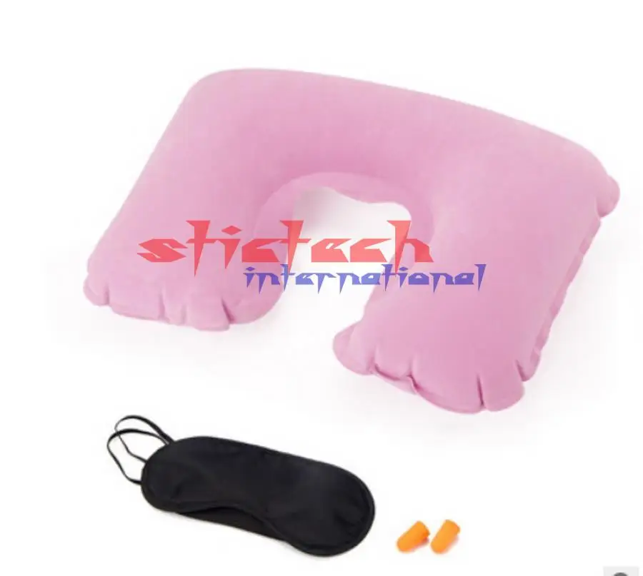 pink Dhl 100 шт 3 шт./компл. автомобиль полета походная надувная Шейная подушка для отдыха u-образная Подушка ушные затычки для ушей домашний текстиль - Цвет: pink