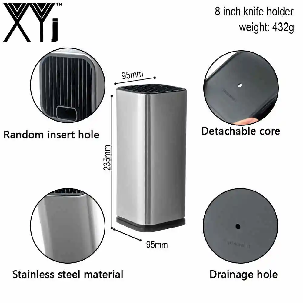 E.8 Knife Holder XYj, 7 шт., набор кухонных ножей из нержавеющей стали, высокоуглеродистые лезвия, изогнутая ручка, нож, 8 дюймов, подставка для ножей из нержавеющей стали - Цвет: E.8 Knife Holder