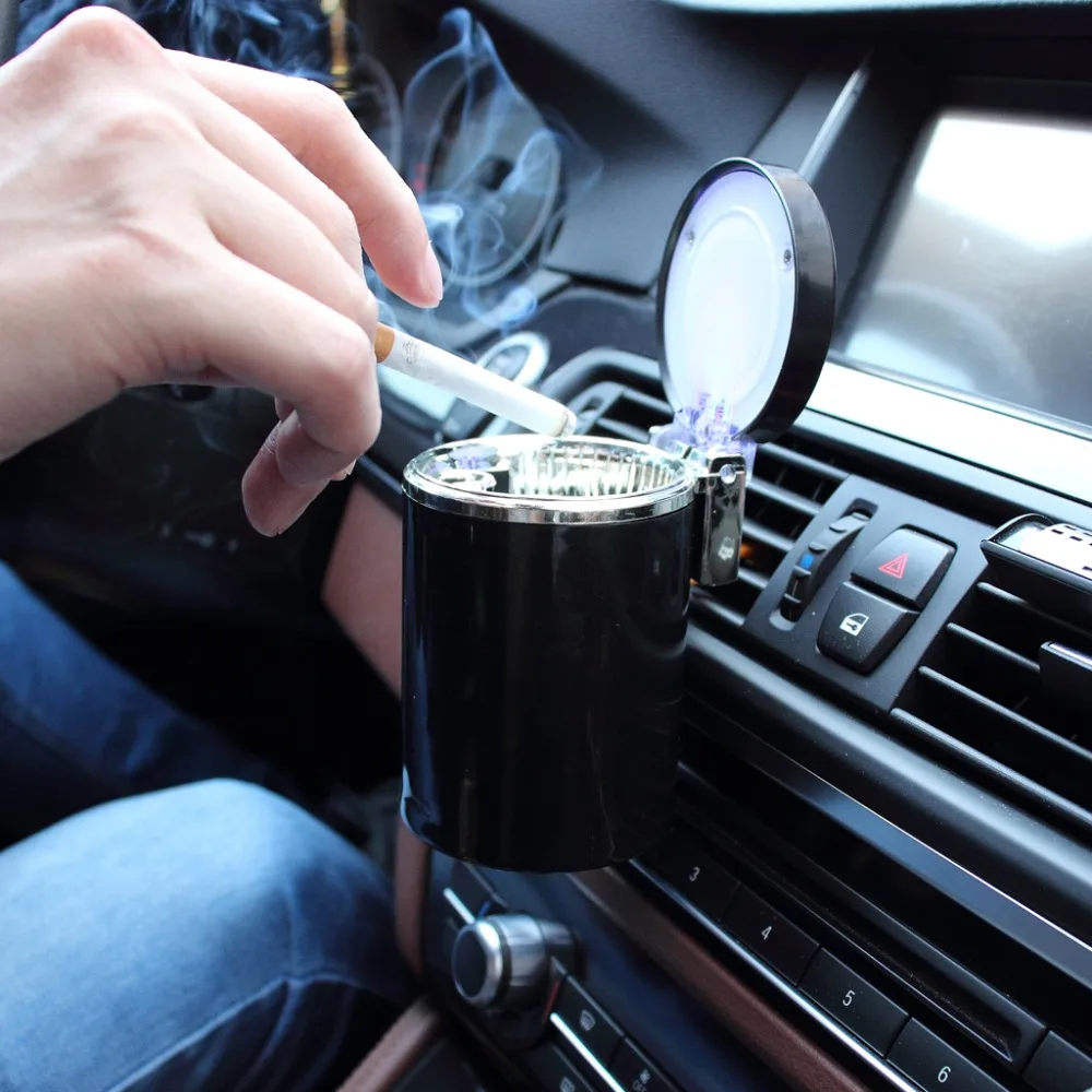 Автомобильная пепельница уникальная Синяя светодиодная для автомобиля