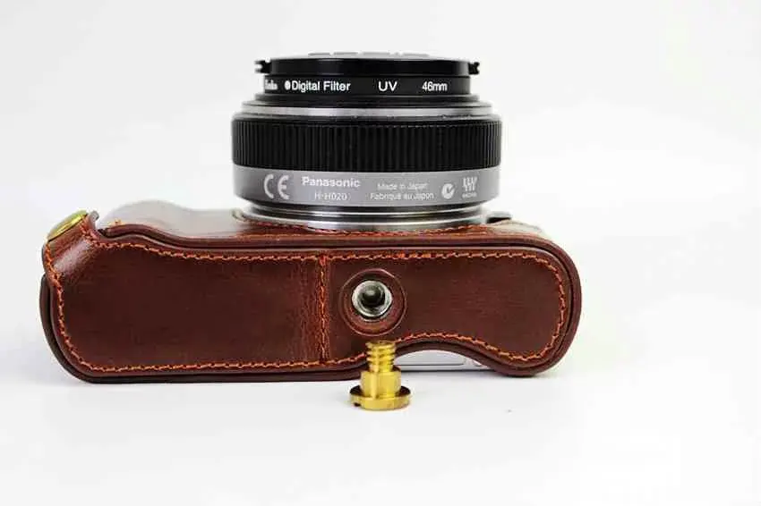 Цифровая Половина корпуса камеры кожаный чехол для Panasonic GF7 GF8 задняя крышка
